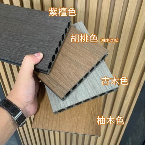 现货户外塑木地板室外阳台别墅庭院景观平台环保生态圆孔地板