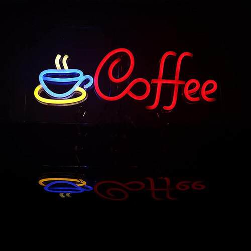 LED背板霓虹灯coffee发光装饰造型灯5V供电透明餐厅墙壁装饰灯