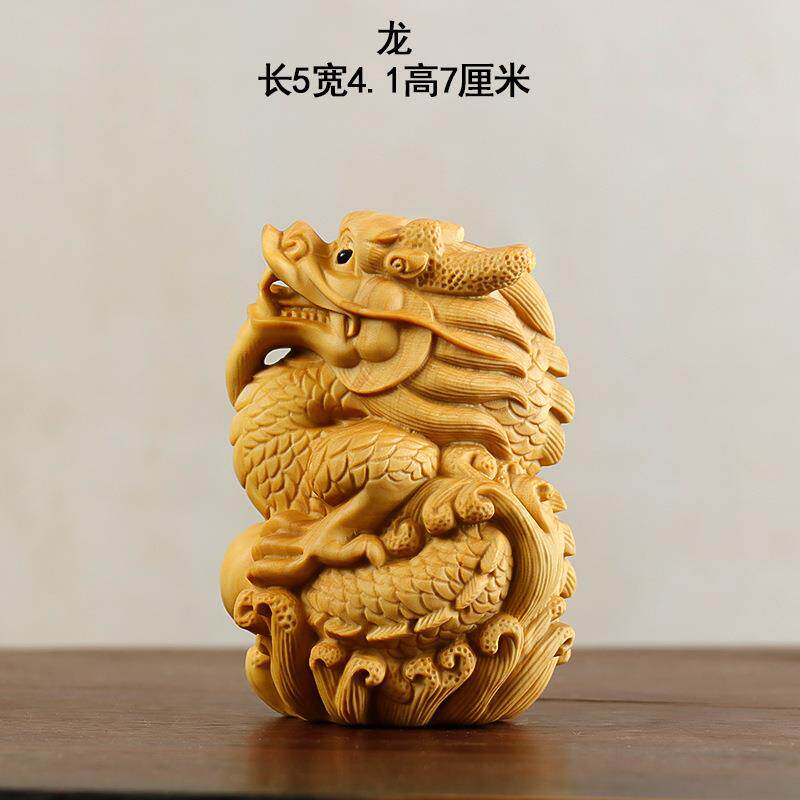 黄杨木雕十二生肖手把件把玩件木质动物摆件鼠牛虎兔龙蛇马羊猴鸡