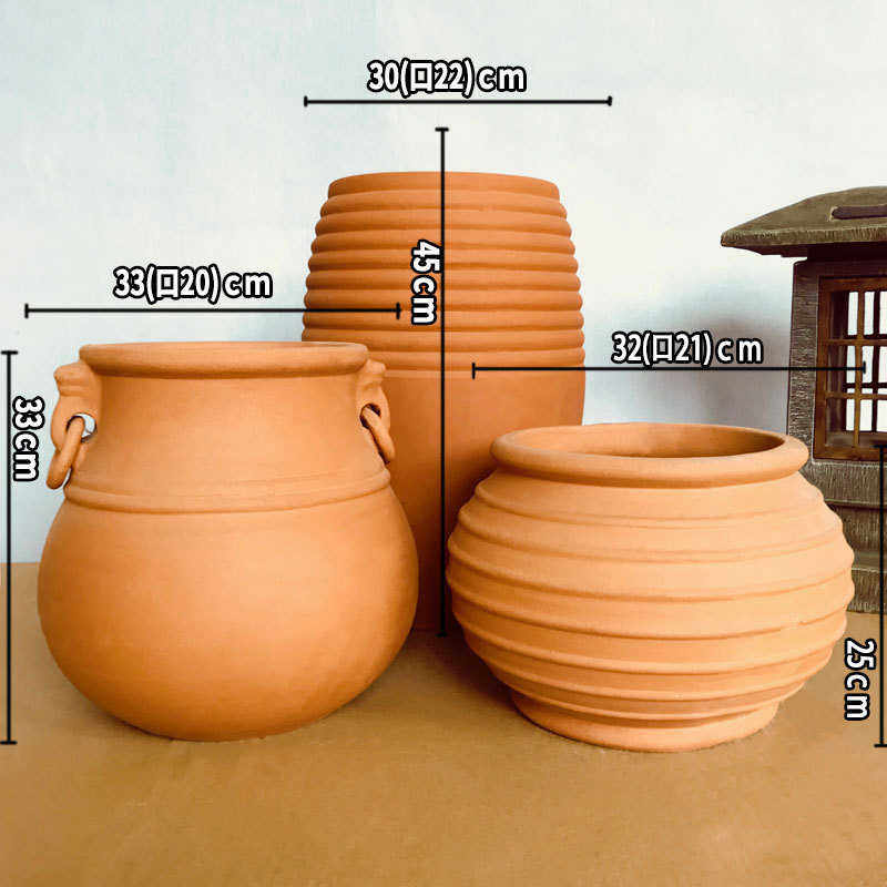 大红泥红陶老式陶罐手工阳台批发土花盆圆形花瓶庭院种花栽花陶瓷