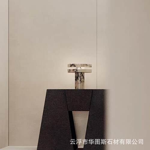 天然大理石小摆件异形来图做小摆件奢石宝格俪台灯源头艺术摆