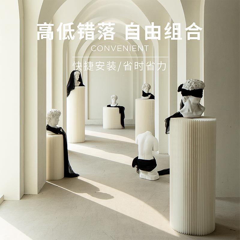 十八纸厂家创意圆柱展示台橱窗展示架陈列装饰台中岛落地高低