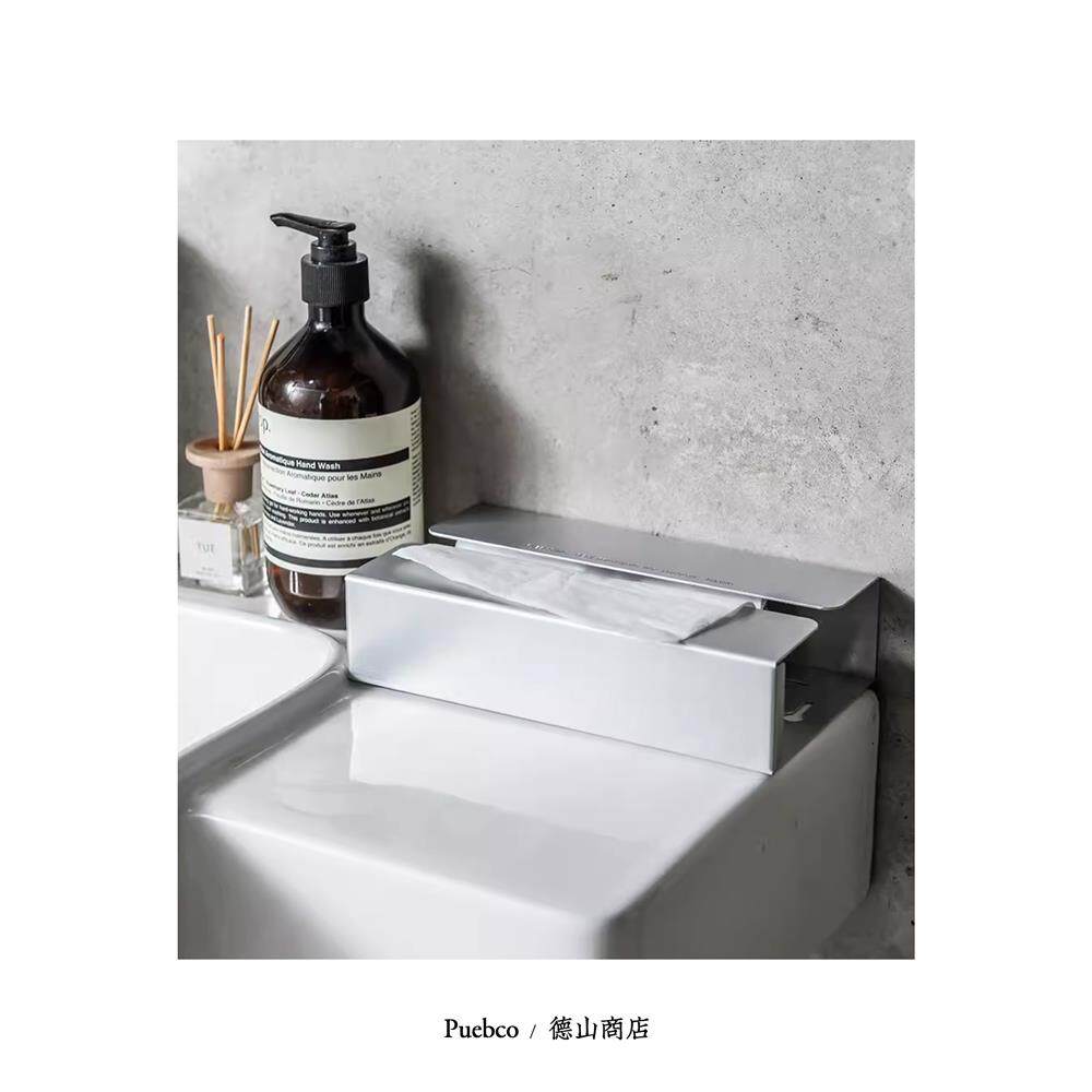 日本PUEBCO简约铝制长方形纸巾盒两用可挂面纸盒卫生间手纸收纳
