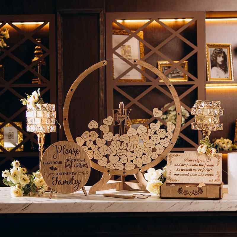 复古欧式婚礼庆爱心签名签到框签名册创意宾客留言簿摆件互动神器