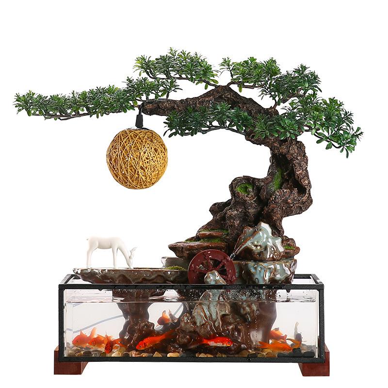 循环流水喷泉生财摆件创意风水轮水车假山景观办公室鱼缸开业送礼