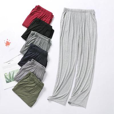 Men Sleepwear Set Two Pants Pockets Casual Color Loungewear