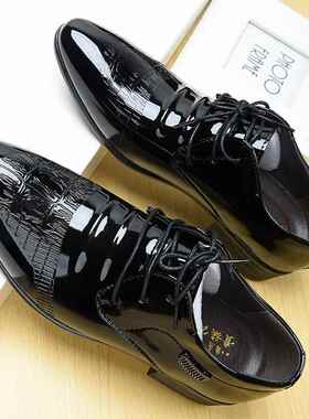 正品春时尚尖头亮色男士皮英鞋式务休夏闲韩版青年套商装新郎婚礼