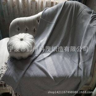 千鸟格全棉线毯针织毯子办公午休毯盖毯旅行毯道具双面可用