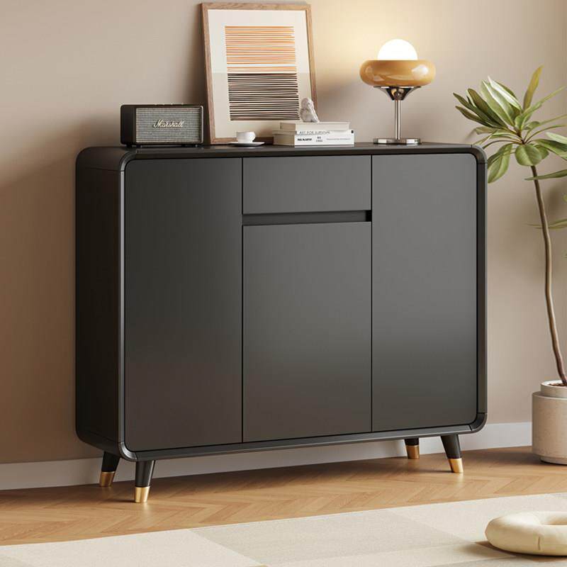 实木黑色入户鞋柜新款2025爆款家用门口烤漆玄关柜大容量储物柜子