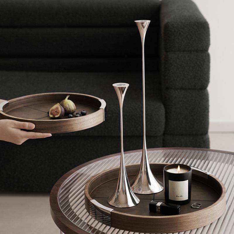 黑胡桃咖啡托盘家用餐具茶水坚果托盘茶点心餐盘实木圆盘卖场托盘