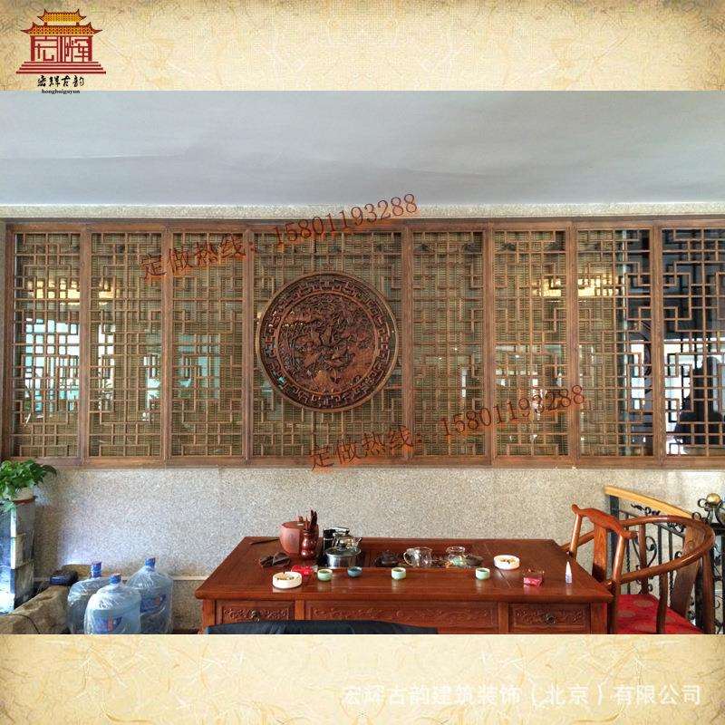 仿古花格窗户装饰中式背景实木格屏风古典镂空木质木雕厂仿古做旧
