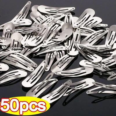 10-50pcs Simple Silver Hair Clips BB Snap Hairpins Base for