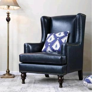 美式 小户型木布艺客厅欧299懒人高椅实老虎 轻奢单背人沙发复古式