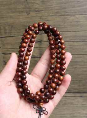 雷击枣木佛珠手串108颗雕刻金光咒道家法器随身配饰老料深色精雕