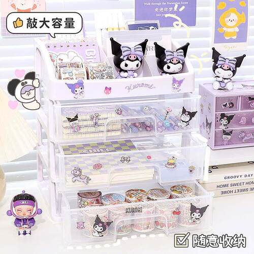 Transparent drawer style desktop storage box, dormitory offi - 封面