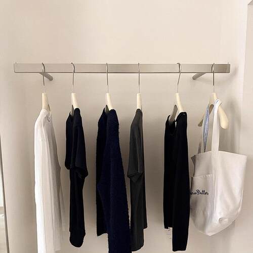 服装店展示架不锈钢方管壁挂式预埋上墙挂衣架韩系极简陈列货架子
