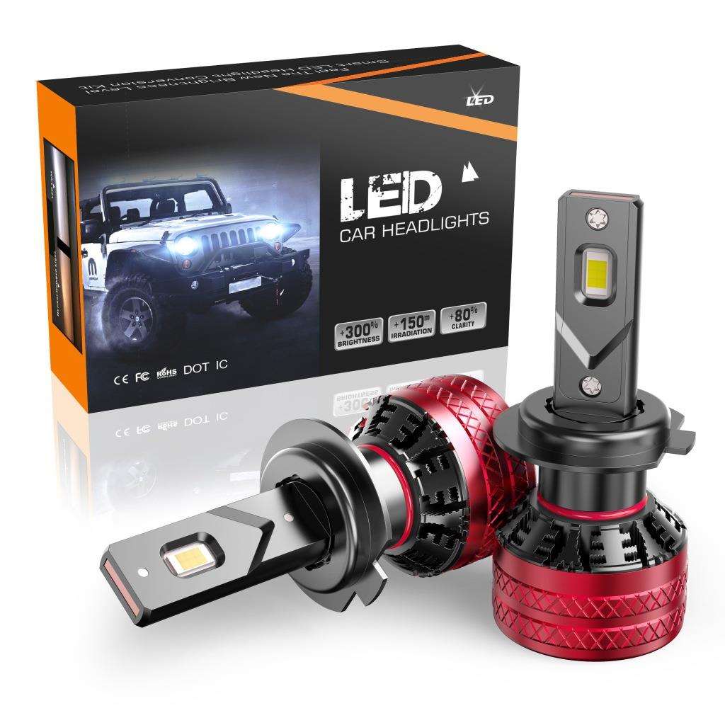 新品汽车灯泡V32汽车LED大灯铜管散热高瓦数前大灯H4H11改装一体