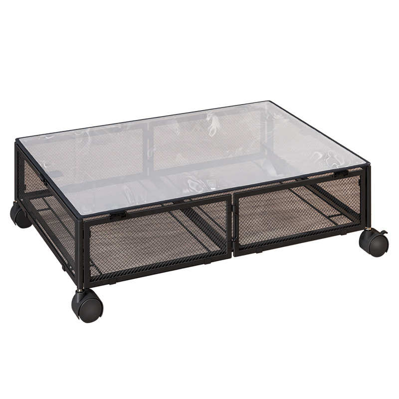 热销床底收纳架可折叠衣服收纳架铁艺可拆卸带滑轮储物架子