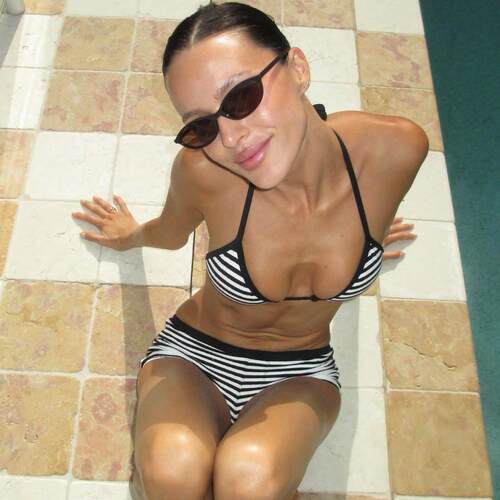 Two-Piece Set Women's Striped Print Halter Neck Tie Back