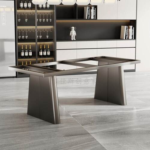 轻奢餐桌腿支架奢石桌腿底座大理石不锈钢餐桌脚岩板茶桌长桌脚架 - 封面