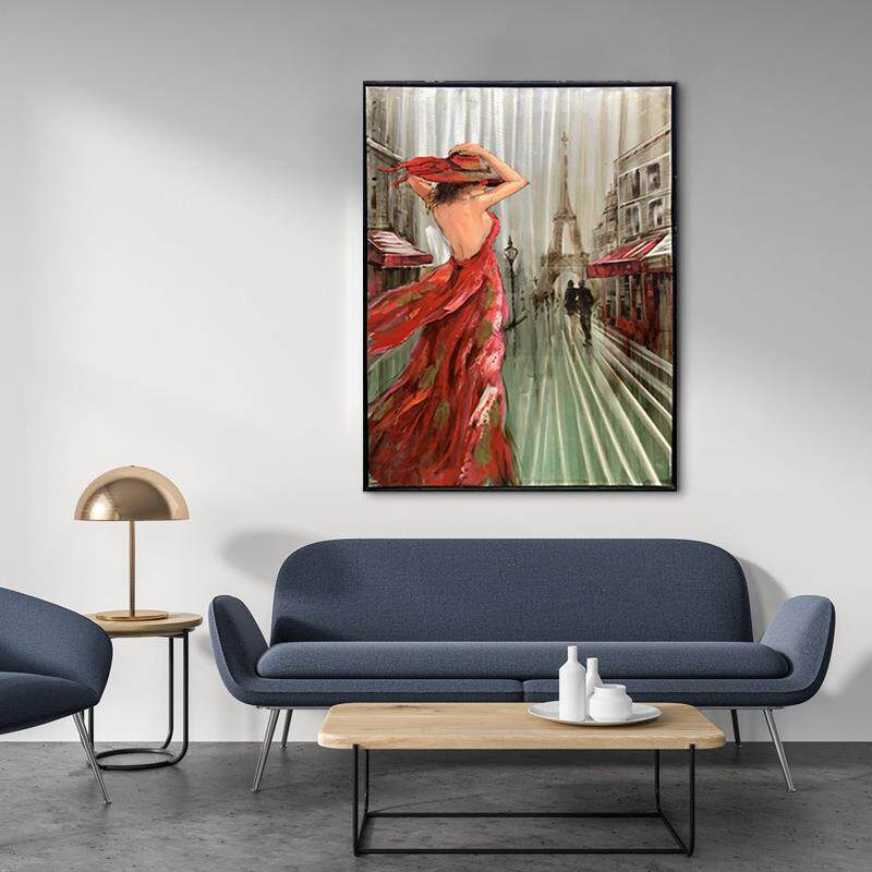 客厅卧室装饰画餐厅挂画巴黎埃菲尔铁塔手绘油画玄关油画背景壁画