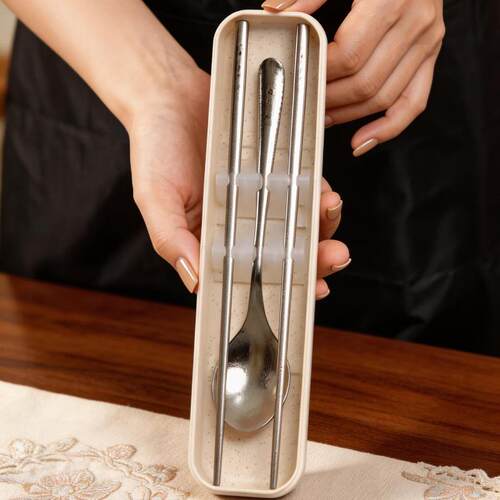 纯钛筷子勺子套装可携式餐具盒 一人食学生上班族抗菌防霉高档钛
