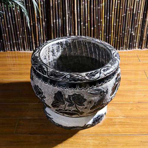 石雕青石鱼缸仿古花盆鱼缸 花岗岩荷花鱼缸庭院摆件厂家