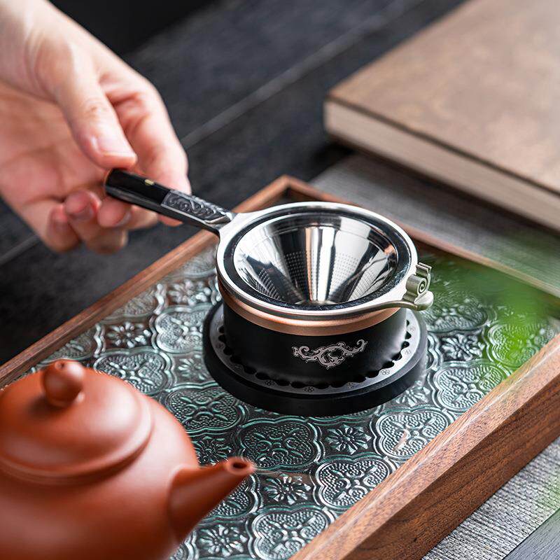 漏网大马士革钢茶滤器创意功夫茶具配件茶隔茶叶过滤网高档