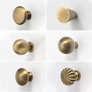 古铜色黄铜拉手美式覆古门把手法式单孔橱柜子抽屉中古风衣柜拉手