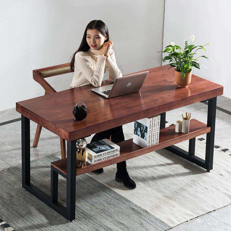 实木书桌简约现代办公桌北欧电脑台式桌家用学生长桌子卧室写字台