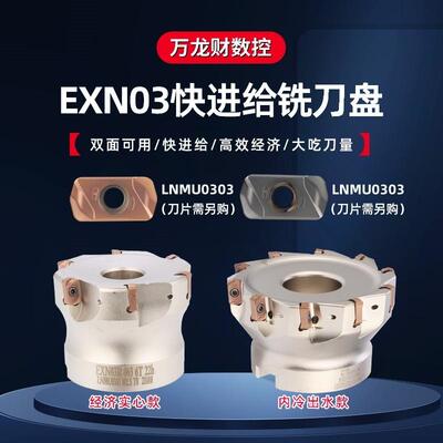 EXN03R快进给铣刀盘内冷出水面铣刀盘双面开粗盘刀LNMU0303铣刀片