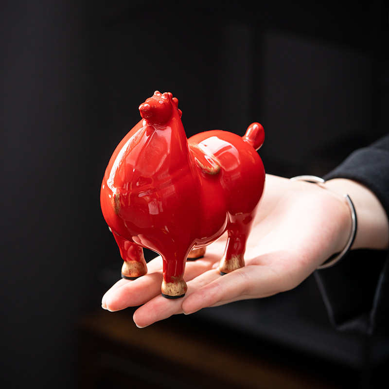 厂家直销新中式将军马唐马陶瓷小摆件茶桌玄关办公室书法礼品