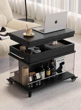 可升降13329折叠茶几实木推小户型客厅用边几可移动沙边柜家茶桌