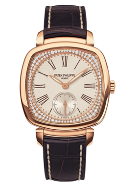 [9.5新]百达翡丽 GONDOLO 18K玫瑰金镶钻手动机械女表 7041R-001