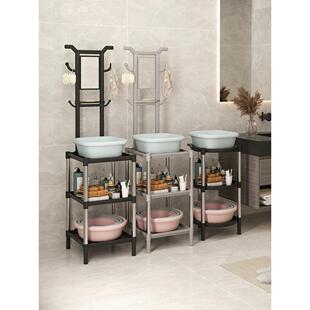 新款加粗加厚老式不锈钢洗脸盆架子农村浴室家用脸盆架防锈带镜子