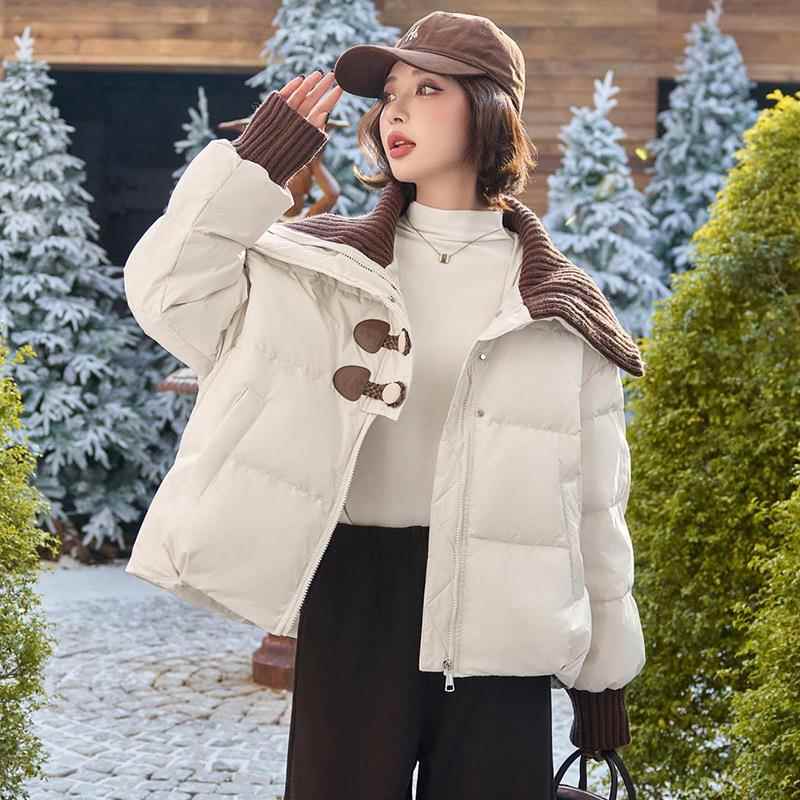 韩系撞色洋女气时尚小子羽绒服个款2240ZYA6869J新款冬加厚短款白