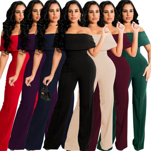 One neck strapless jumpsuit一字领抹胸连体裤