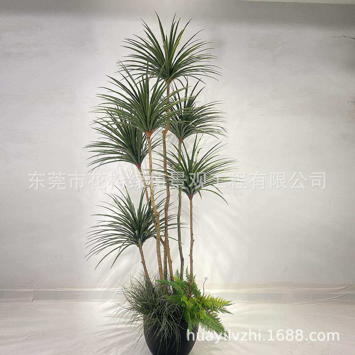 仿真铁树假盆栽巴西龙血树绿植商场植物红铁血树酒店落地盆景摆件