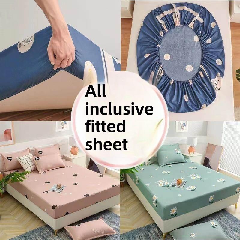 床笠135x190全棉床笠单件床罩夹棉席梦思床垫保护套防滑全包