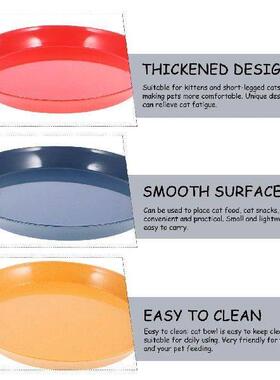 8 Pcs Cat Food Plate Shallow Kitten Bowl Pet Round Tray