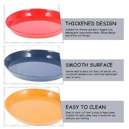 8 Pcs Cat Food Plate Shallow Kitten Bowl Pet Round Tray