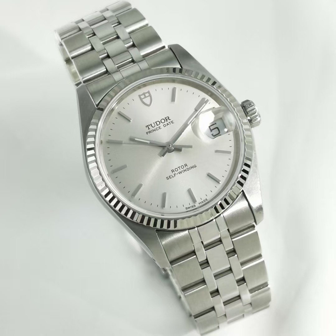 好价9.8新 帝舵王子系列精钢18K白金圈自动机械表34MM男表74034