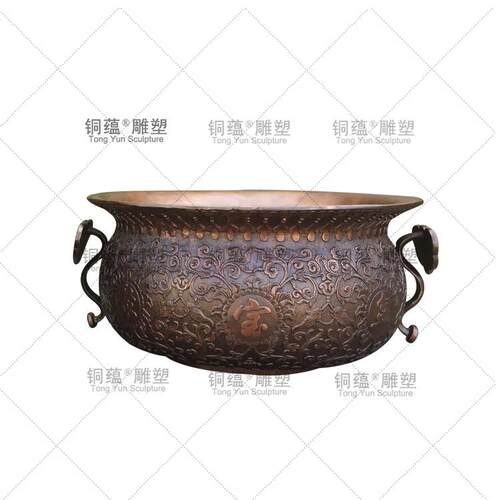 纯铜聚宝盆青铜聚宝盆摆件如意五福聚宝盆家居办公室铜盆定制厂家