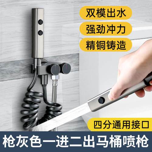 跨境外贸枪灰马桶伴侣家用卫生间清洗喷枪套装一进二出妇洗神器
