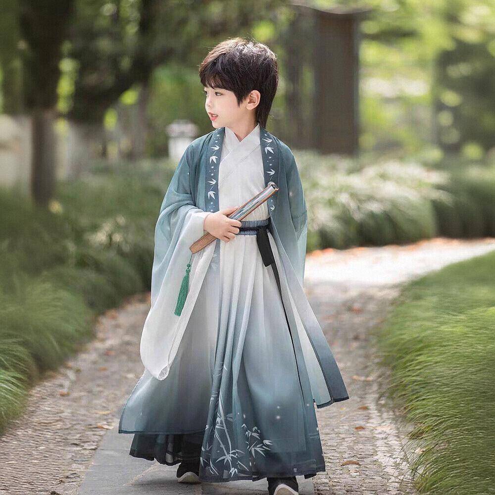 儿童汉服男童古装小男孩宋朝诗人国学诗经朗诵岳飞满江红演出服装