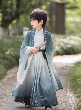 儿童汉服男童古装小男孩宋朝诗人国学诗经朗诵岳飞满江红演出服装