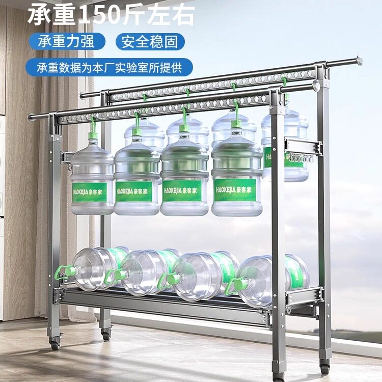 家用架伸缩挂衣架晾衣杆铝合金架落地阳台被室内晾衣架折叠晒晒衣