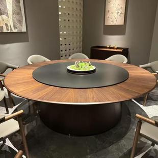 酒店电动大圆桌饭店岩板餐桌餐厅会所2米3米16人20人30火锅桌商用
