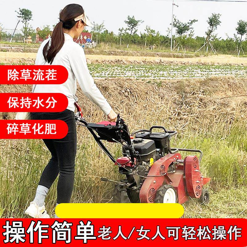 除草机手推汽油果园碎草机割草机家用自走式小型碎草还田机修剪机