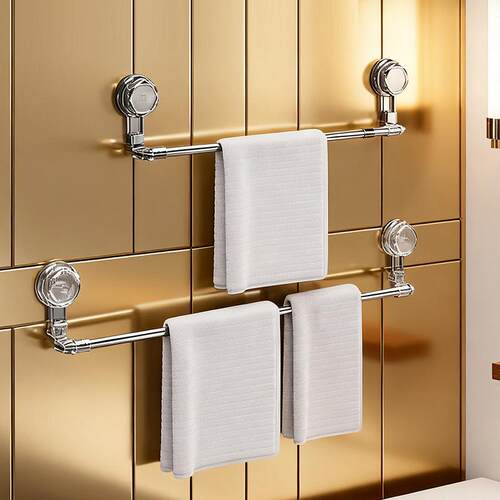 Suction Cup Towel Rack Bathroom No-Drill Bath Towel Bar Exte